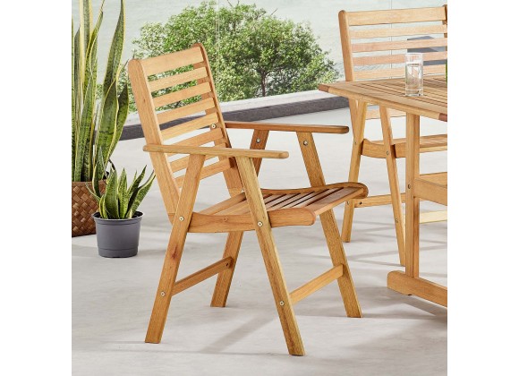 Modway Hatteras Outdoor Patio Eucalyptus Wood Dining Armchair - Natural - Lifestyle