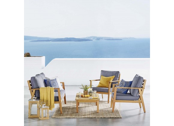 Modway Syracuse Outdoor Patio Upholstered 4 Piece Furniture Set - Natural Gray - Lifestyle
