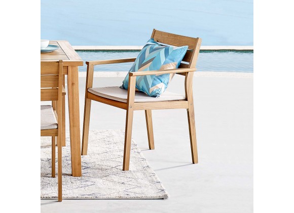Modway Viewscape Outdoor Patio Ash Wood Dining Armchair - Natural Taupe - Lifestyle