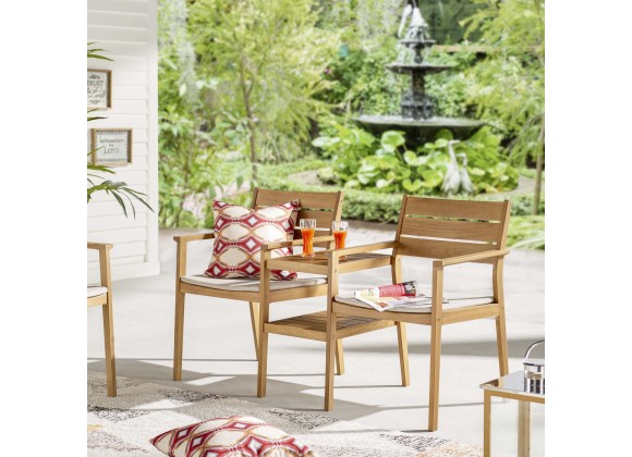 Modway Viewscape Outdoor Patio Ash Wood Jack and Jill Chair Set - Natural Taupe - Lifestyle