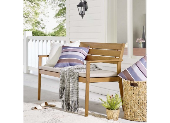 Modway Viewscape Outdoor Patio Ash Wood Loveseat - Natural Taupe - Lifestyle