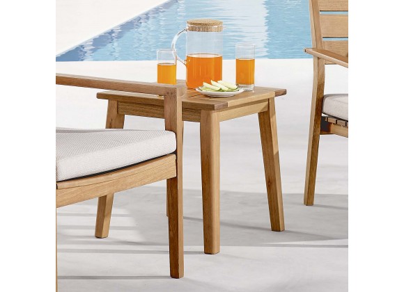 Modway Viewscape Outdoor Patio Ash Wood End Table - Natural - Lifestyle