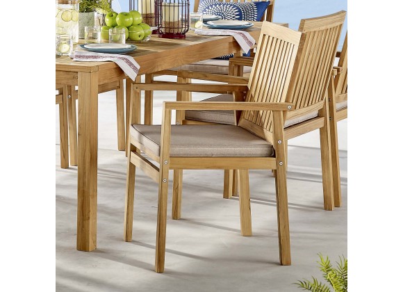 Modway Farmstay Outdoor Patio Teak Wood Dining Armchair - Natural Taupe - Lifestyle