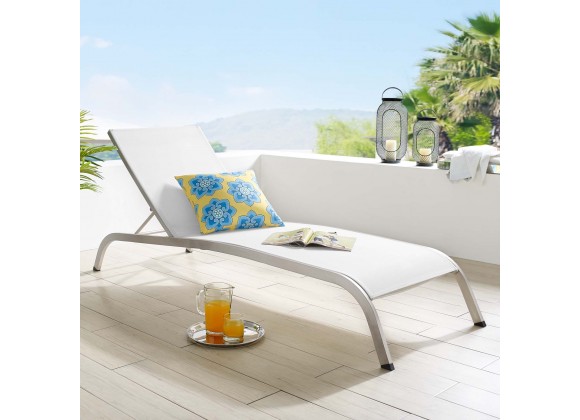 Modway Savannah Mesh Chaise Outdoor Patio Aluminum Lounge Chair - White - Lifestyle