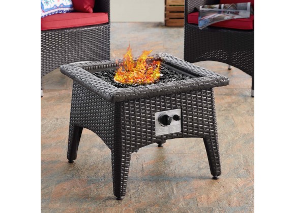 Modway Convene 3 Piece Set Outdoor Patio with Fire Pit in Espresso Red - Lifestyle