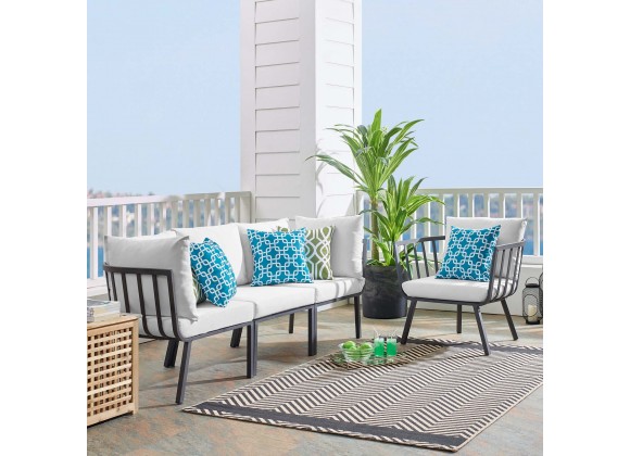 Modway Riverside 4 Piece Outdoor Patio Aluminum Set - Gray White - Lifestyle