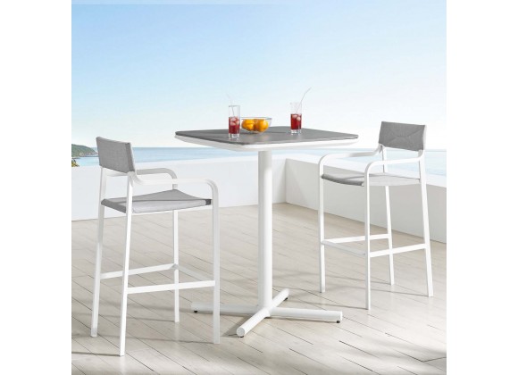 Modway Raleigh 3 Piece Outdoor Patio Aluminum Bar Set in White Gray - Lifestyle