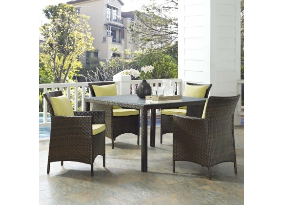 Modway Conduit 5 Piece Outdoor Patio Wicker Rattan Set in Brown Peridot - Lifestyle