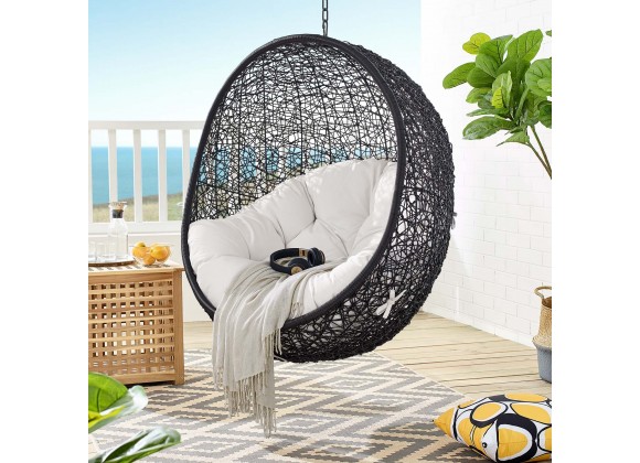 Modway Encase Sunbrella® Swing Outdoor Patio Lounge Chair in Black White - Lifestyle