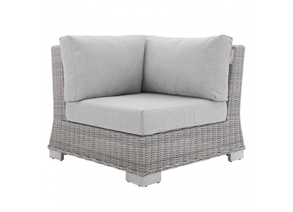 Modway Conway Sunbrella® Outdoor Patio Wicker Rattan Corner Chair - Light Gray Gray - Front Angle
