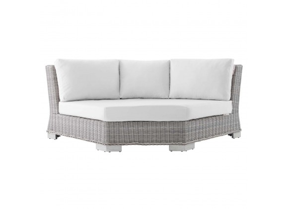 Modway Conway Sunbrella® Outdoor Patio Wicker Rattan Round Corner Chair - Light Gray White - Front Angle