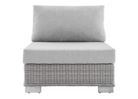 Conway Sunbrella® Outdoor Patio Wicker Rattan Armless Chair - Light Gray Gray - Front Angle