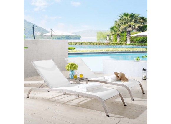 Modway Savannah 3 Piece Outdoor Patio Mesh Set in White - Lifestyle