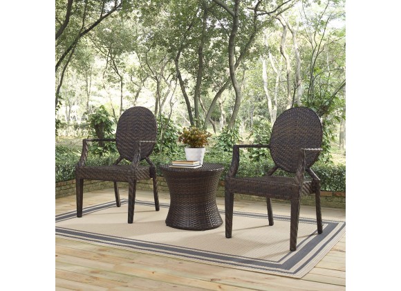 Modway Casper 3 Piece Outdoor Patio Set - Brown - Lifestyle