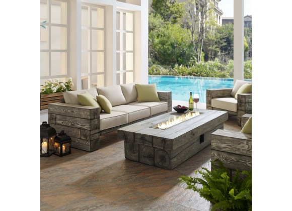 Modway Manteo Rustic Coastal Outdoor Patio Sunbrella® 3 Piece Set - Light Gray Beige - Lifestyle