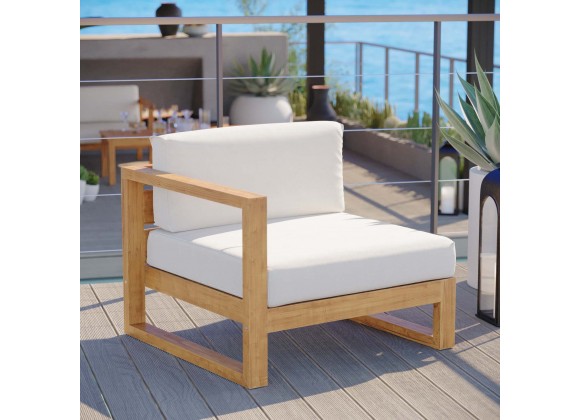 Modway Upland Outdoor Patio Teak Wood Left-Arm Chair - Natural White -  Lifestyle