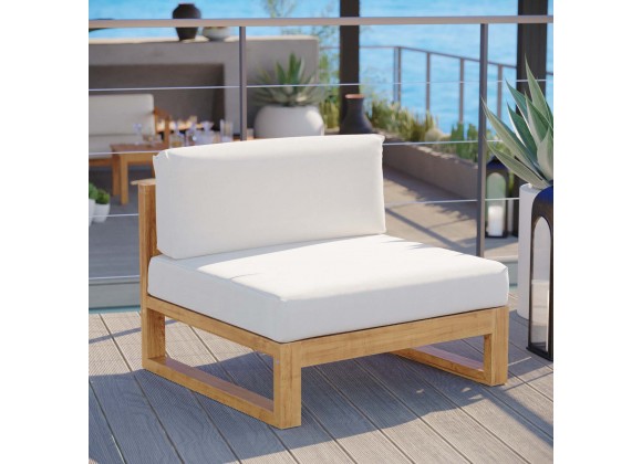 Modway Upland Outdoor Patio Teak Wood Armless Chair - Natural White - Lifestyle