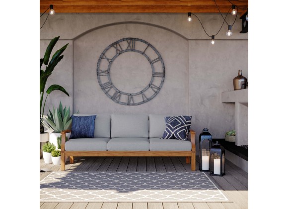 Modway Marina Outdoor Patio Teak Sofa Natural Gray Home