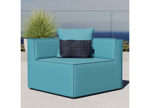 Modway Saybrook Outdoor Patio Upholstered Sectional Sofa Corner Chair - Turquoise - Lifestyle