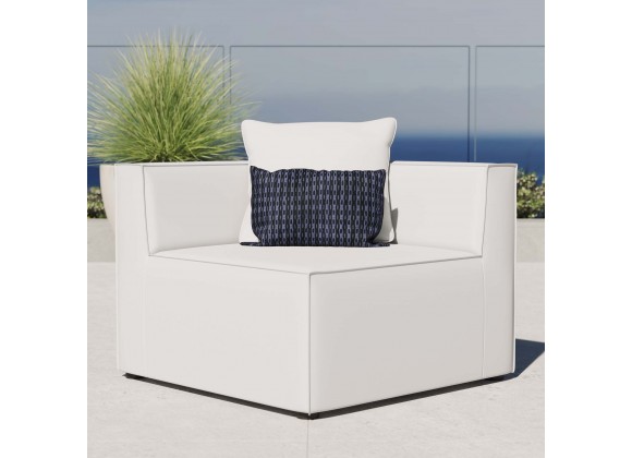 Modway Saybrook Outdoor Patio Upholstered Sectional Sofa Corner Chair - White - Lifestyle