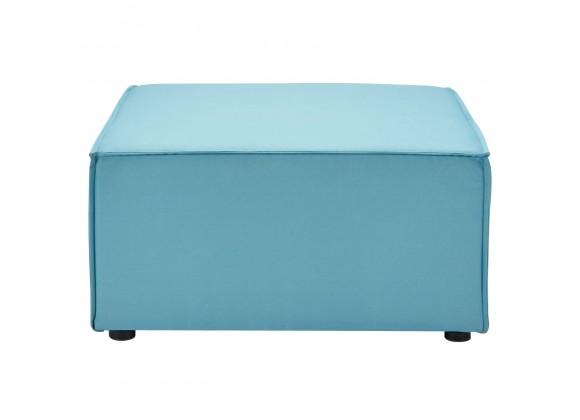 Modway Saybrook Outdoor Patio Upholstered Sectional Sofa Ottoman in Turquoise - Front Angle