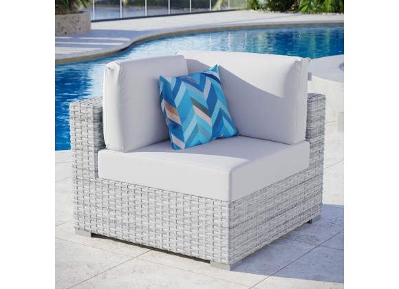 Modway Convene Outdoor Patio Corner Chair - Light Gray White - Lifestyle