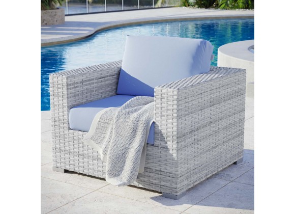 Modway Convene Outdoor Patio Armchair in  Light Gray Light Blue - Lifestyle