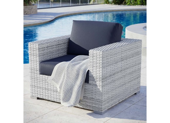 Modway Convene Outdoor Patio Armchair in Light Gray Navy - Lifestyle