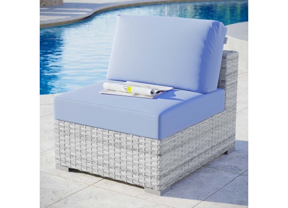 Modway Convene Outdoor Patio Armless Chair - Light Gray Light Blue - Lifestyle