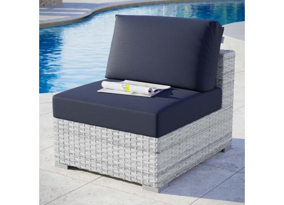 Modway Convene Outdoor Patio Armless Chair - Light Gray Navy - Lifestyle