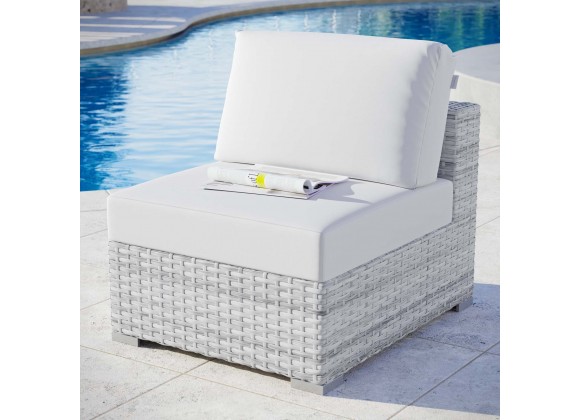 Modway Convene Outdoor Patio Armless Chair - Light Gray White - Lifestyle