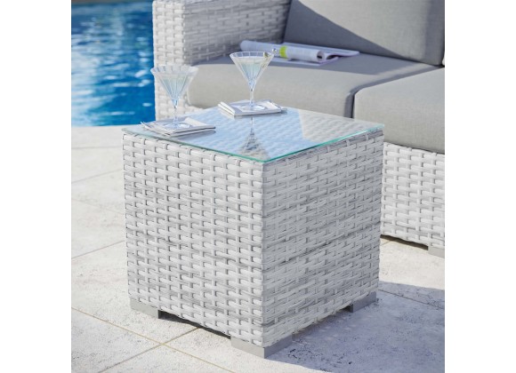 Modway Convene Outdoor Patio Side Table - Light Gray - Lifestyle