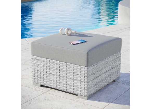 Modway Convene Outdoor Patio Ottoman in Light Gray Gray - Lifestyle