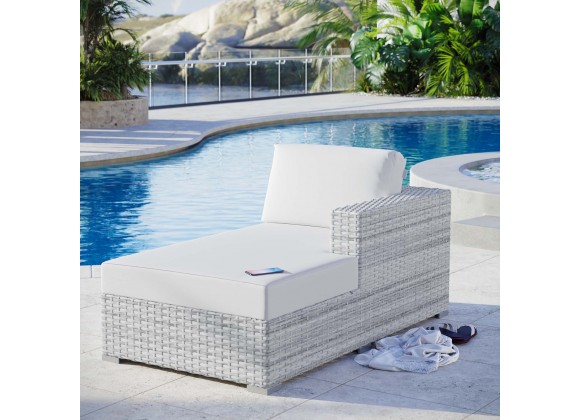 Modway Convene Outdoor Patio Right Chaise in Light Gray Navy