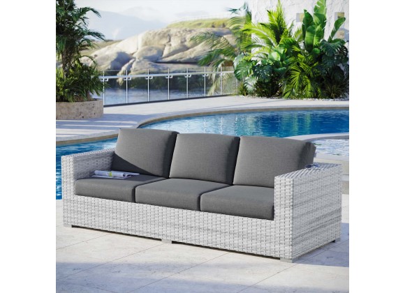 Modway Convene Outdoor Patio Sofa - Light Gray Charcoal - Lifestyle