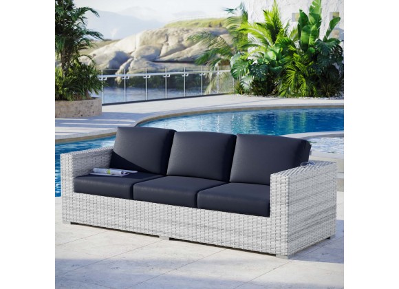 Modway Convene Outdoor Patio Sofa in Light Gray Navy - Lifestyle