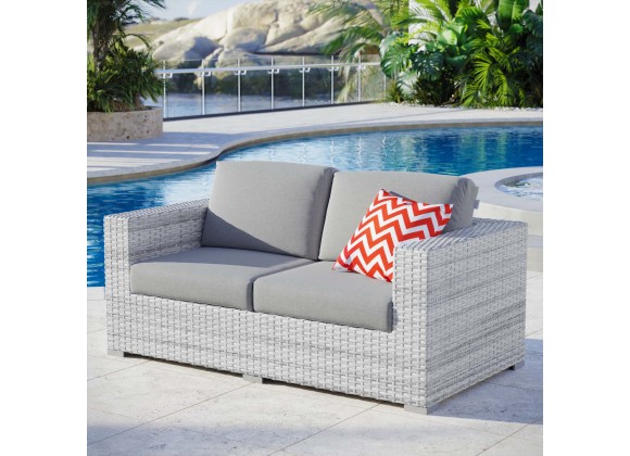 Modway Convene Outdoor Patio Loveseat in Light Gray Gray - Lifestyle
