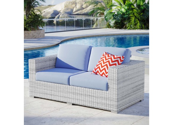Modway Convene Outdoor Patio Loveseat - Light Gray Light Blue - Lifestyle