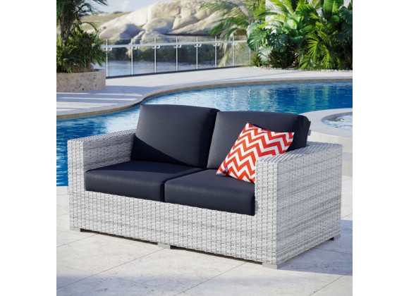 Modway Convene Outdoor Patio Loveseat - Light Gray Navy - Lifestyle