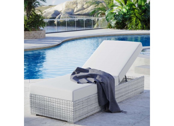 Modway Convene Outdoor Patio Chaise - Light Gray White - Lifestyle