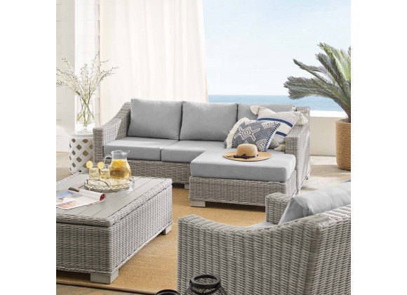 Modway Conway Sunbrella® Outdoor Patio Wicker Rattan 5-Piece Furniture Set - Light Gray Gray - Lifestyle