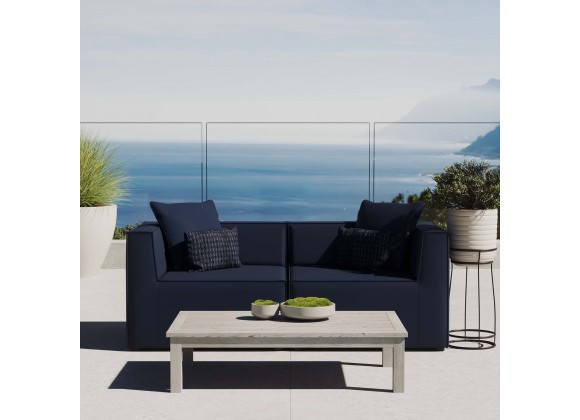 Modway Saybrook Outdoor Patio Upholstered 2-Piece Sectional Sofa Loveseat - Navy - Lifesttyle