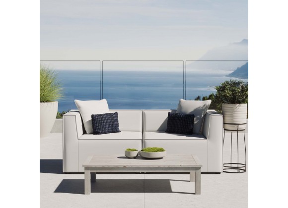 Modway Saybrook Outdoor Patio Upholstered 2-Piece Sectional Sofa Loveseat - White - Lifestyle