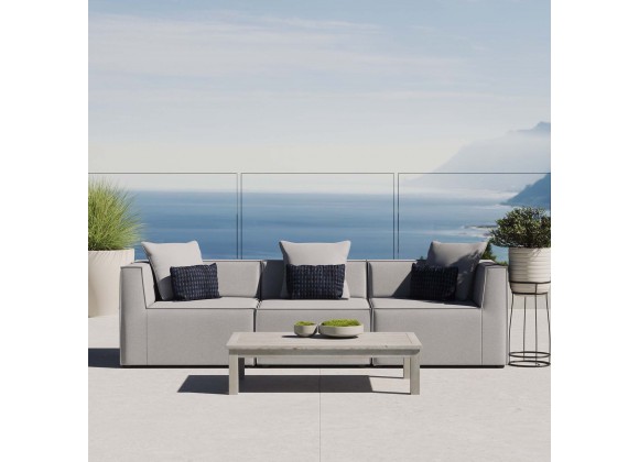 Modway Saybrook Outdoor Patio Upholstered 3-Piece Sectional Sofa - Gray - Lifestyle