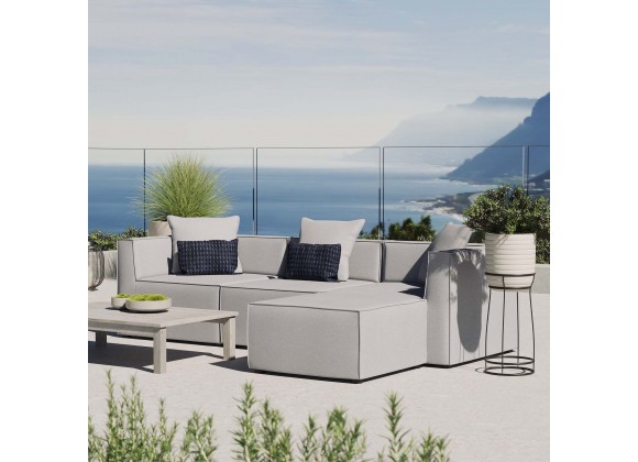 Modway Saybrook Outdoor Patio Upholstered 4-Piece Sectional Sofa - Gray - Lifestyle