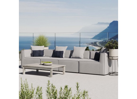 Modway Saybrook Outdoor Patio Upholstered 4-Piece Sectional Sofa - Gray - Lifestyle