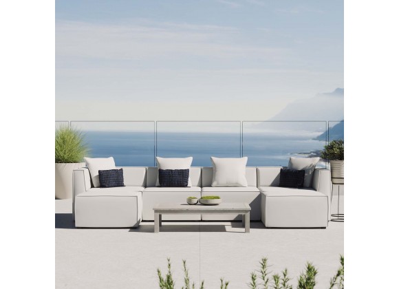 Modway Saybrook Outdoor Patio Upholstered 6-Piece Sectional Sofa - White - Lifestyle