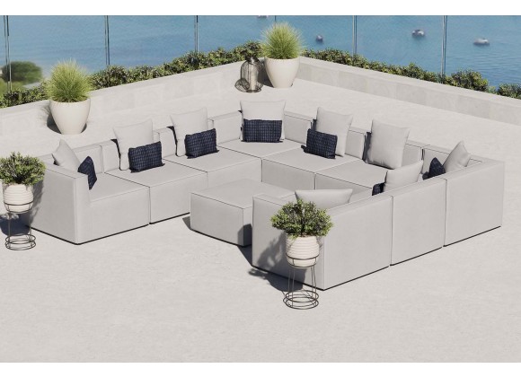 Modway Saybrook Outdoor Patio Upholstered 10-Piece Sectional Sofa - Gray - Lifestyle