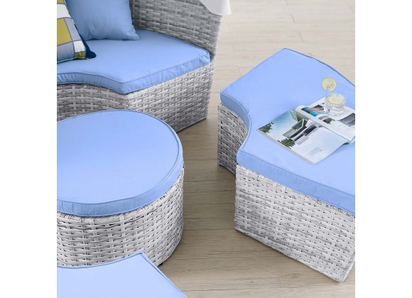 Modway Scottsdale Canopy Outdoor Patio Daybed in Light Gray Light Blue - Lifestyle