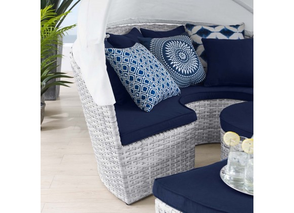 Modway Scottsdale Canopy Sunbrella® Outdoor Patio Daybed in Light Gray Navy - Lifestyle